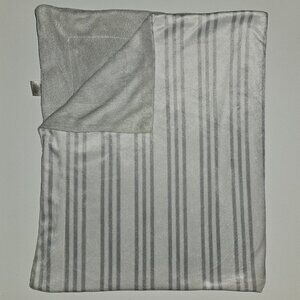Lila & Jack Baby Blanket Gray White Stripe Lovey Fleece Silver Reversible 32x38